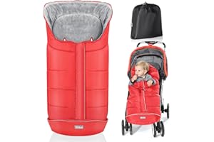 Orzbow Sacco Termico Passeggino Universale Invernale, Coprigambe Passeggino Universale, Caldo Pile, Particelle Antiscivolo, Striscia Riflettente, Impermeabile e Lavabile in Lavatrice, Rosso