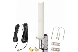 KASER Antena 4G LTE Exterior Mimo Omnidireccional 698-2700 MHz Conector SMA con Adaptador CRC9 TS9 Compatible con Router 4G Ganancia hasta 12 dBi Recepción a más de 15 km (2 x 10 m de Cable)