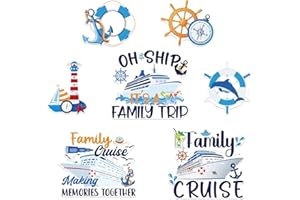 JoyAura Cruise Stateroom Decorations Magnets - 7 Pcs Family Trip Cruise Door Magnet Stickers Magnetic Cute Rudder Cabin Cruise Ship Door Decoration Funny Anchor Magnetic Decor for Fiasta Party Gifts