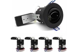 sanlumia 4 X LED Fire Rated Downlight Can GU10 Recessed Ceiling Twist & Lock Interchangeable Tilted Downlight IP20 Black