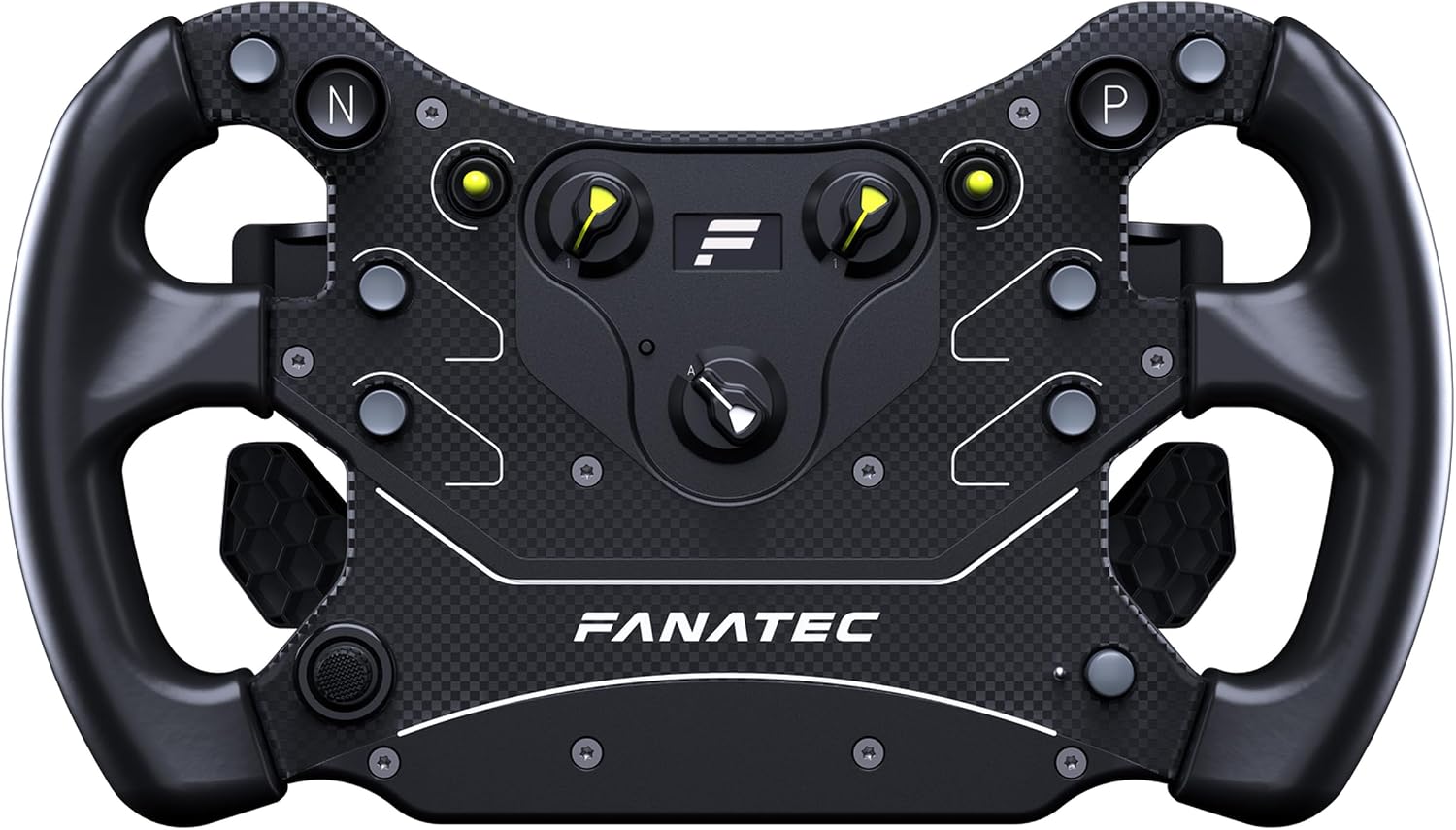 Corsair FANATEC Sim Racing CSL Volante GT3 – Empuñaduras de Goma Sobremoldeada, Cambios Magnética Tipo Balancín, Dos Levas Analógicas, Pantalla OLED, QR2 Lite Wheel-Side Preinstalado – PC, Xbox