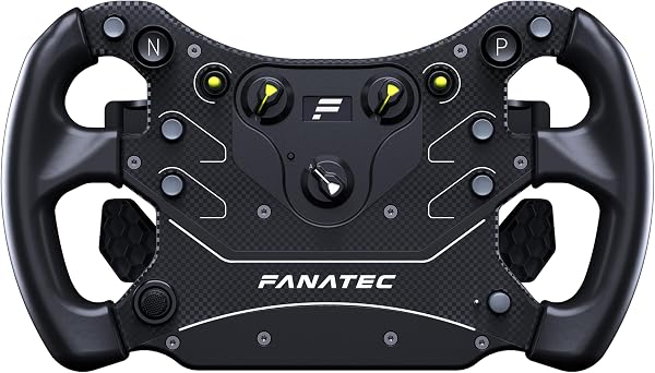 Corsair FANATEC Sim Racing CSL Volante GT3 – Empuñaduras de Goma Sobremoldeada, Cambios Magnética Tipo Balancín, Dos Levas Analógicas, Pantalla OLED, QR2 Lite Wheel-Side Preinstalado – PC, Xbox - 1