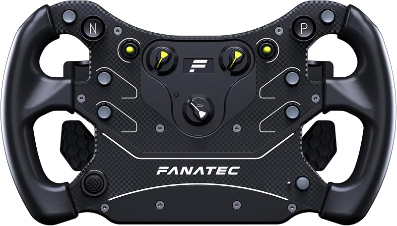 Corsair FANATEC Sim Racing CSL Volante GT3 – Empuñaduras de Goma Sobremoldeada, Cambios Magnética Tipo Balancín, Dos Levas Analógicas, Pantalla OLED, QR2 Lite Wheel-Side Preinstalado – PC, Xbox