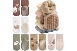 Domee Chaussettes Hiver Chaudes Antidérapante Éponge Coton Bébé Lot de 5