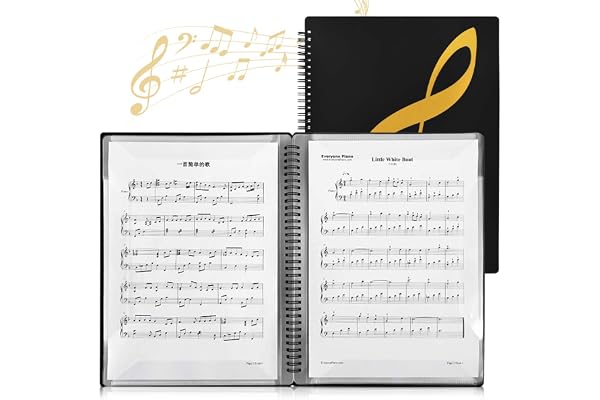 DEARBAG Dossier de Rangement pour Partitions de Musique A4, Classeur à Partitions Musique, Sac de Rangement pour Documents de Stockage de Papier de Chanson pour Musiciens (30 Pages/60 Pochettes)