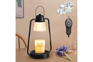 Hayagive Candle Warmer Lamp Dimmable Timer: Electric Metal Top Down Light Heat Melting Wax Candles Vintage Fits Large Small Jar Scented Candel Warming Lantern Black