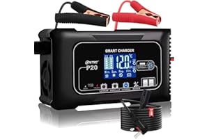 BSTGEKELY 20-Amp Car Battery Charger,12V/24V Lithium Smart lifepo4 Battery Charger Maintainer Trickle Charger Battery Maintainer for Car Boat Motorcycle Lawn Mower ATV and Lead-Acid(AGM, Gel, MF, EFB, SLA, Wet)