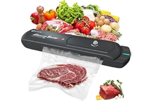 HiKiNS Sellador al vacío con máquina de 10 bolsas al vacío, sistema de sellado de aire para preservación de alimentos, modos de alimentos secos y húmedos, sellador de alimentos de un solo toque