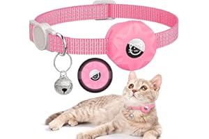 Fiotha Airtag Katzenhalsband, Katzenhalsband mit Wasserdichter AirTag Halterun, 7.8-13inch Verstellbar Katze Halsband, GPS Katzenhalsband mit Glocke, Reflektierende Halsband für Katze Welpen (Rosa)