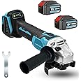 Cordless Angle Grinder, 18v Cutting Grinding Polishing, 9000RPM Variable Speed Angle Grinder Brushless 125mm, with 2 x 5500mAh, Replacement for Makita DGA504Z