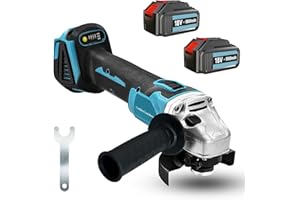 TEETOK Cordless Angle Grinder, 18v Cutting Grinding Polishing, 9000RPM Variable Speed Angle Grinder Brushless 125mm, with 2 x 5500mAh, Replacement for Makita DGA504Z