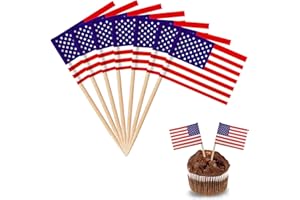 YXHZVON América Bandera Palillos de Dientes, 100 Piezas de cóctel Palo Banderas Mini Bandera Cupcake Toppers Palo para Comida de Fiesta Pastel Platos de Fruta Fiesta Pub Decoración