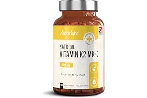 VitaBright Vitamin K2 MK7 100mcg | 120 Capsules | Vegan from Natto - NO SOYA | High Strength K2 Vitamin Supplements | VIT K MK7 for Bones & Blood Health | K2MK7 Vitamins | Made in Britain