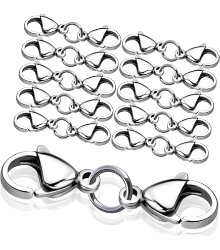 Sterling zilver 925 dubbele kettingsluiting, ALEXCRAFT 4 stuks zilver 925 dubbele karabijn sieraden sluiting karabijnsluiting voor ketting armband kettingen sieraden maken
