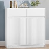 Hzuaneri Sideboard, Kitchen Sideboard with 2 Drawers, 2 Doors, 40 x 80 x 80 | Storage Cabinet, Adjustable Shelves, Wave Door,