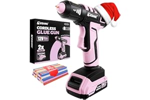 EZARC Cordless Hot Glue Gun, 15s Fast Heating 12V Mini Glue Gun for DIY Crafts, Home Repairs, School Projects, Decorations, with 50 Mini Glue Sticks, Pink