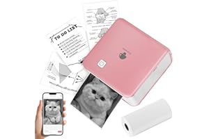 Phomemo M02 Pro 300dpi Mini Imprimante Portable Bluetooth Photo Thermique pour Smartphone et Tablettes, Compatible avec Papier 15,25,53mm, pour Photos, Journal, Mémos, Notes d'Étude - Rose