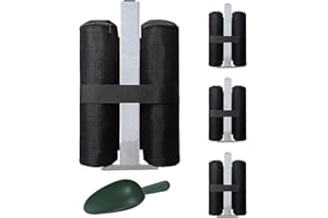 KAMEUN 4er Set Pavillon Sandsäcke Mit Kellen, Gewichtssack Mit Reißverschluss, Gazebo Sandsack für Faltpavillon Partyzelt Baldachin Gartenzelte Festzelte, Schwarz (Nur Sandsack, Sand Ausgeschlossen)