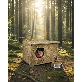 Reyo Kedi Evi Dış Ortam Uygun Ahşap Kedi Evi OSB 60x45x40 cm - CAT23