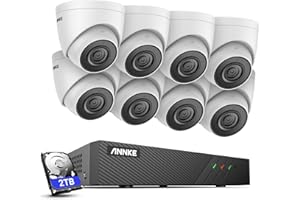 ANNKE H500 8CH 5MP PoE Kit de Cámara Vigilancia IP, con 8X 5MP Cámara de Seguridad PoE Impermeable y 2TB HDD NVR Sistema, Detección de Movimiento Sistema de Cámara para Hogar Exterior