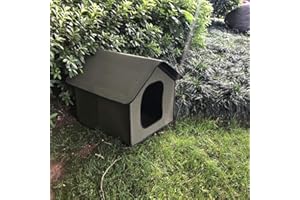 DEECOZY Maison pour chats extérieurs,maison pour chien en plein air, résistant à l'hiver, pliable, maison de chat imperméable chaude pour chiens, chats, lapins (armée verte)