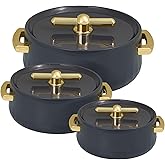 Selvel Elegance Royal Insulated Casserole Set of 3, 600ml, 1200ml, 1700ml, Stainless Steel Inner, Hot Box for Roti, Chapati,