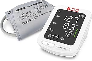 GIMA - Easycheck sfigmomanometro digitale automatico oscillometrico, con display LED, per adulti, misurazione pressione sanguigna arteriosa minima e massima e frequenza del battito cardiaco, 49880