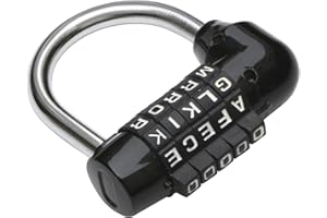 TRIXES Cadenas à combinaison 5 lettres Noir pour valises, maquillage à tirer – Aucune clé requise – Parfait pour les salles d'évasion – Serrure à combinaison lettre