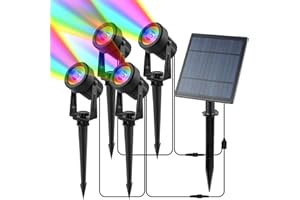CORESLUX Spot Solaire Exterieur, IP65 Lampe Solaire Exterieur Jardin Decorative Lampe Solaire Exterieur Puissante Multicolore Lampe Solaire Jardin pour Jardin Chemins Pelouses Terrasses (4 Lumières)
