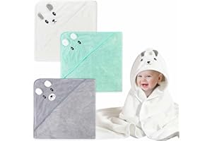 Dafencar Serviette Sortie de Bain Bebe, 3 Pièces 80 * 80cm Serviettes et Sorties de Bain, Super Absorbante, Serviettes pour Enfants en Bas âge avec Trois Motifs