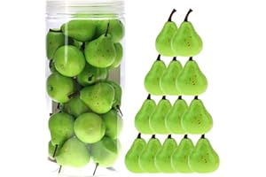 Meiwlong 27 PCS Gefälscht Lebensecht Grün Birne Künstliche Realistisch Mini Fotografie Requisiten Dekoration Fest Faux Kunststoff Modell Ornament Haushalt Party Halloween