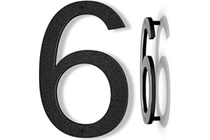 Yafimea 20 cm Hausnummer Schwarz, Große wetterfeste Hausnummer aus Kunststoff mit Schraubmontage, 3D Floating-Effekt für Außenbereich, Wand oder Zaun (6/9)