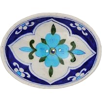 Tranquillo Seifenschale Floral – Oval Aus Steingut, Mit Löchern Für Wasserablauf – 13x11x4 Cm
