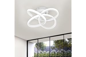 KUKAK Plafoniera LED,Lampada da Soffitto Moderna 36W 3900lm, Plafoniere Design Fiore,Lampadario acrilico bianca per Soggiorno Cucina Bagno Camera da Letto Corridoio,Luce Bianco Freddo 6000K,Diametro 31cm