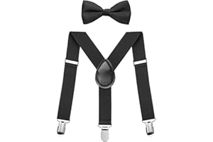 FACATH Ensemble de bretelles pour garçon - Nœud papillon - Bretelles élastiques en forme de Y - Réglables - Avec clips et nœud papillon - Pour garçons et filles
