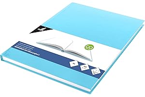 Kangaro KTC K-5356 - Blocco da disegno, formato A4, con copertina rigida blu pastello, 80 fogli, 100 g, colore: Bianco acido