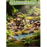 12'li &Ccedil;iftlik Hayvanları Fig&uuml;r Seti - Eğitici Minyat&uuml;r Oyuncak Hayvanlar (Montessori & Pasta S&uuml;s&uuml;)