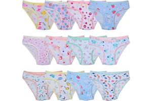 Kidear Serie di Bambini Ragazze mutandine12 Pezzi Bambini Mutandine Bambino in Cotone Morbido Slip Biancheria Intima età 2-10 Anni