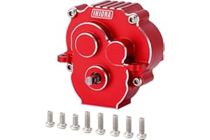 INJORA Transmisión Caja de Cambios con 16.6/1 Engranaje Piñón Aluminio CNC Conjunto Completo de Transmisiones para 1/18 RC Crawler TRX4M Upgrade,Rojo