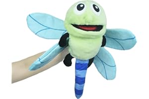 Tiny Heart Hand Puppets Libélulas Animal de Peluche con Boca de Trabajo Lindo Suave marioneta de Peluche para niños Storytelling enseñanza imaginativa Preescolar Mostrar Juego de Roles Regalos