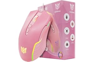 azamp Souris Gamer,6400 DPI Gaming Mouse Filaire,7 Boutons Programmables,Rétroéclairage LED 7 Couleurs,Souris de Jeu Optique pour PC et Ordinateur Portable Rose