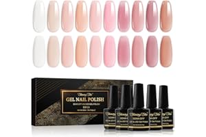 Shining She Vernis à Ongles Gel Semi Permanent, 10 Milky Naturel Rose Nudee Transparent Gelée soak Off UV/LED Manucure Kit Pour Salon De Manucure DIY Home