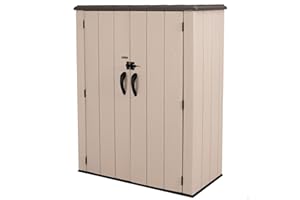 LIFETIME Armario Exterior Vertical Rough Cut™ 1.500 L, Polietileno HDPE, con Suelo, Doble Puerta con Cierre para candado, Estructura Reforzada, estantes Interiores, Resistente a la Intemperie (92315)