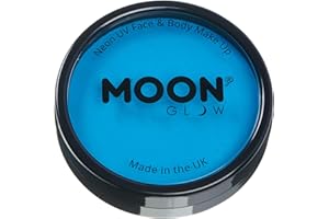 Moon Glow Tarros de pintura para rostro y cuerpo UV de neón intenso Pro, maquillaje profesional de pintura facial a base de agua para adultos y niños, 36g Azul intenso