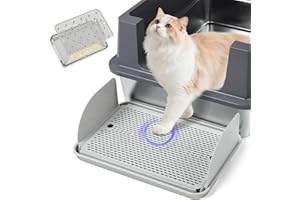 Rolcoassuns Litter Box Ramp, Cat Steps/Stair for Litter Box, Litter Catcher with Filter Function and Non-Slip Rubber Feet, Suitable for Small and Elderly Cats
