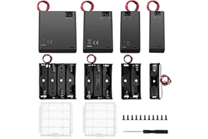 8 Pièces AA Support de Batterie Kits, KUOQIY 1/2/3/4 x 1.5V AA Boîtier de batterie avec Couvercle et Interrupteur On/Off, avec Boîte à Piles en Plastique et Tournevis et Vis et Tournevis