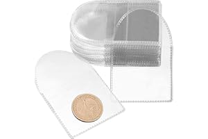 CANCYCC 50 Stück Münzhüllen Einzeln, 5.5 * 5.2 cm Münztaschen Set, Münzen Hüllen, Münzen Aufbewahrung, Transparente Münzhüllen Tasche für Münzen, Schmuck und Kleine Gegenstände
