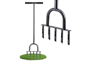 CHANGEMOORE Verdickter Rasenlüfter Manuell mit T-Griff – Robuster Aerifizierer für Rasen Belüften, 5x12 cm Stahlzinken, Ergonomischer Silikongriff, Wartungsfreies Design