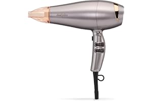 BaByliss Shimmer Hair Dryer - 2100W Professional Ionic Blow Dryer, Lightweight Travel Hairdryer, Fast Drying Ceramic Hair Dryer, 3 Heat & 2 Speed Settings, Silver, 5336BU