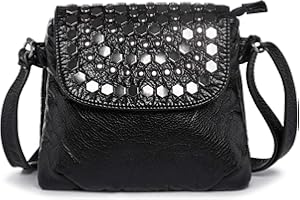 LaRechor Damska torba na ramię z wieloma kieszeniami, mała torba na ramię z prawdziwej skóry, miękka, czarna torba na ramię